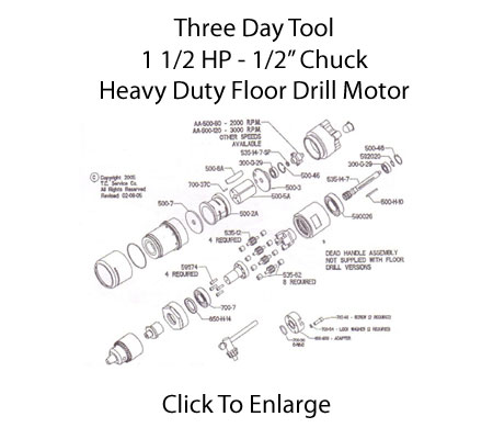 Three Day Tool 1 -1/2  Floor Drill Parts  Schematic 