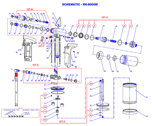 Rivet King Rivet Tool  Repair Parts Schematics 